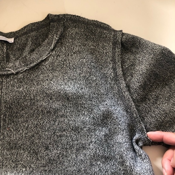 Zara Woman Minimalist Raw Hem Gray Marl 3/4 Sleeves Mini Dress Size M - Picture 10 of 12